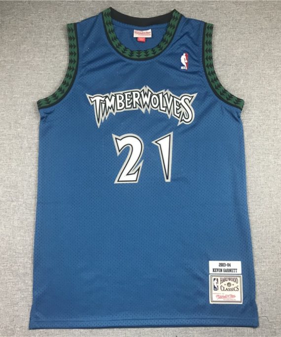 Camiseta Kevin Garnett #21 Minnesota Timberwolves 2003/04 Azul Classic