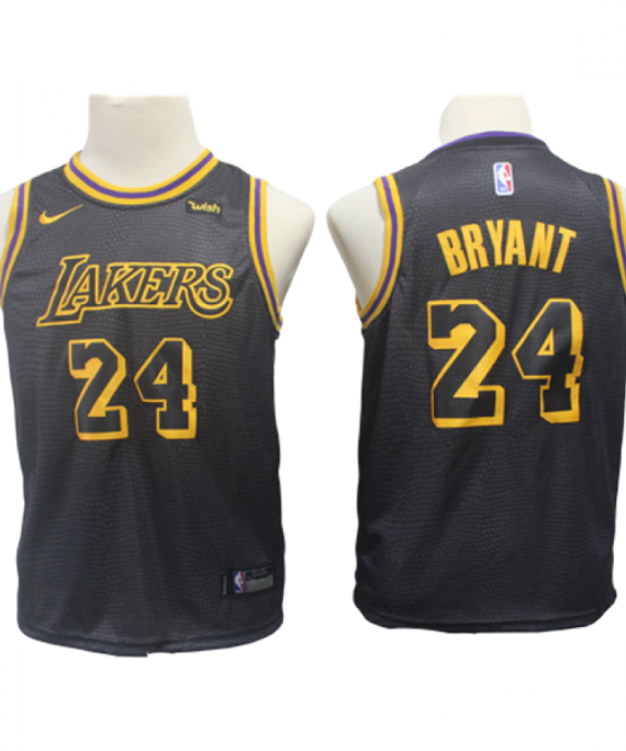Camiseta Kobe Bryant #24 Los Angeles Lakers Negro City Edition Niño