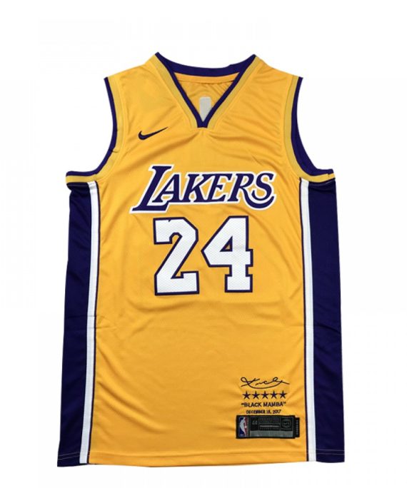Camiseta Kobe Bryant #24 Los Angeles Lakers Amarillo Retirada Edition