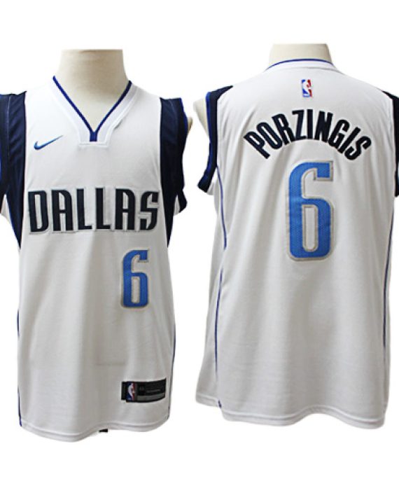 Camiseta Kristaps Porziņģis #6 Dallas Mavericks Blanco