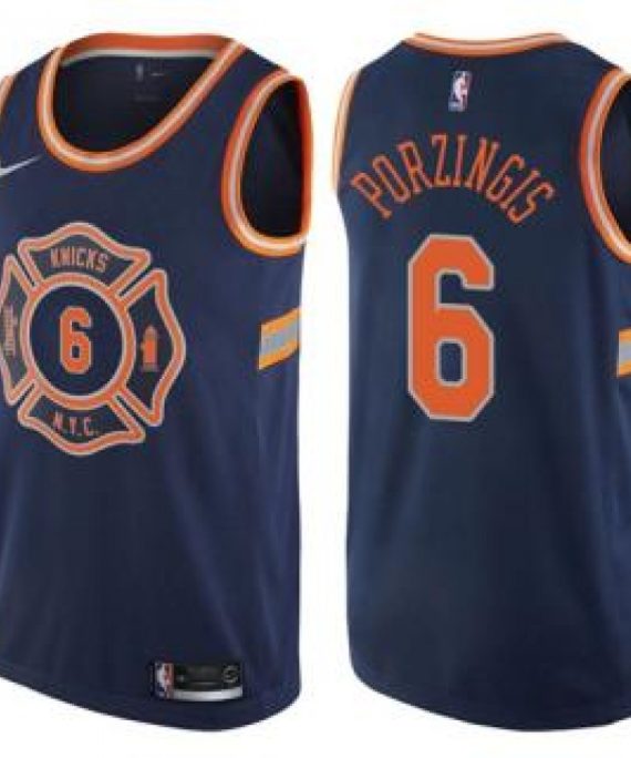 Camiseta Kristaps Porziņģis #6 New York Knicks 17/18 Azul Marino City Edition