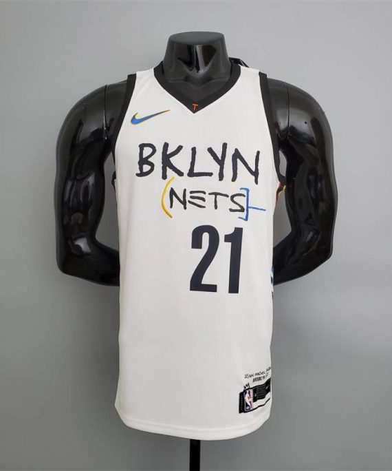 Camiseta LaMarcus Aldridge #21 Brooklyn Nets Grafiti Blanco