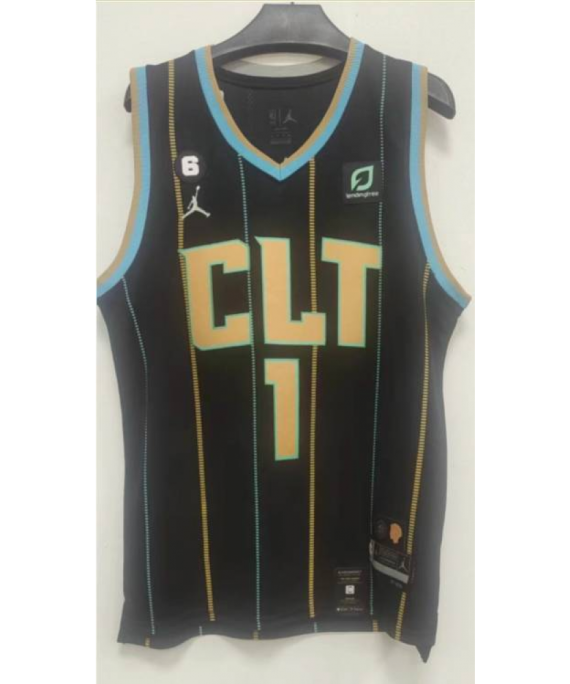 Camiseta LaMelo Ball #1 Charlotte Hornets 2023 Negro City Edition