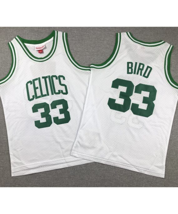 Camiseta Larry Bird #33 Boston Celtics Clásico Edition Blanco Niño