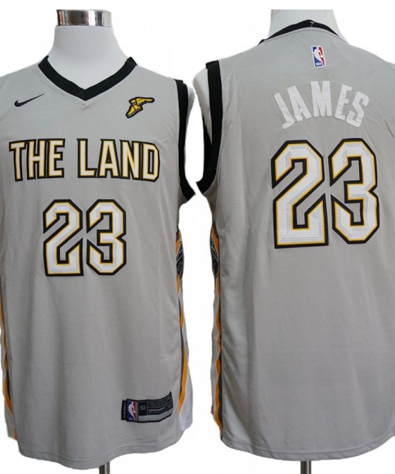 Camiseta LeBron James #23 Cleveland Cavaliers 17/18 Amarillo Gris City Edition
