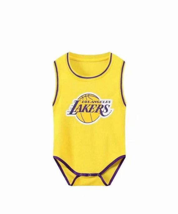 Camiseta LeBron James #23 Los Angeles Lakers Amarillo Bebe