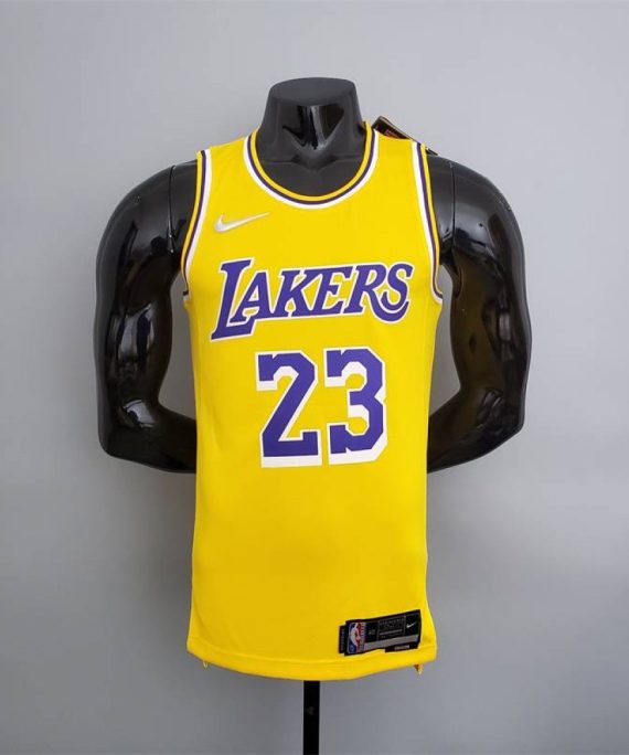 Camiseta LeBron James #23 Los Angeles Lakers Edición 75 Aniversario Icon Nuevo Amarillo