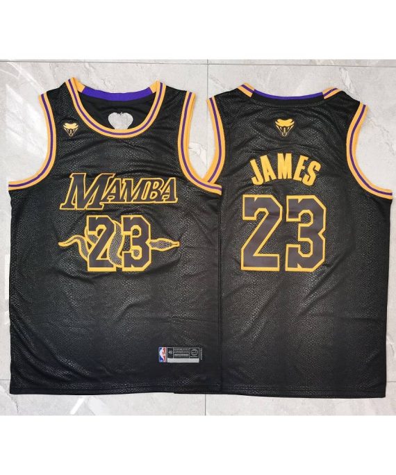 Camiseta Lebron James #23 Los Angeles Lakers Mamba Negro