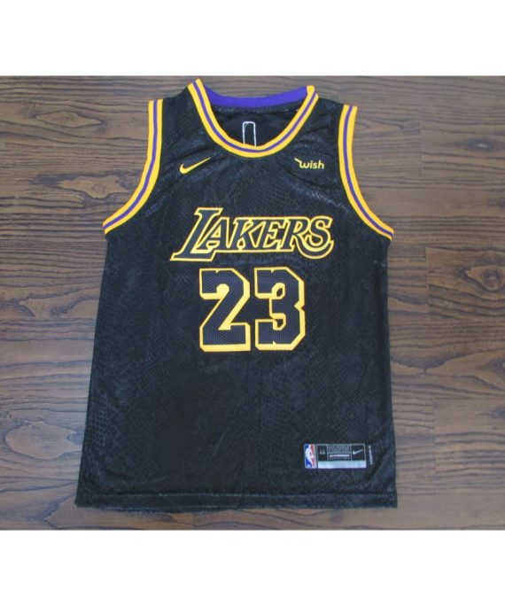 Camiseta LeBron James #23 Los Angeles Lakers Negro City Edition