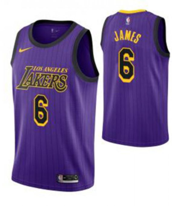 Camiseta LeBron James #6 Los Angeles Lakers 19/20 Púrpura City Edition