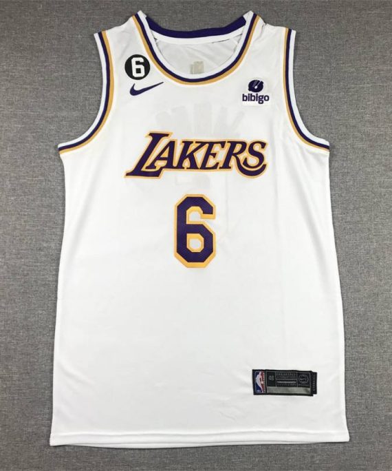 Camiseta Lebron James #6 Los Angeles Lakers 2023 Cuello Redondo Blanco