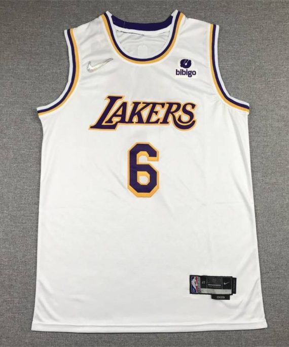 Camiseta LeBron James #6 Los Angeles Lakers Icon Nuevo Cuello Redondo Blanco