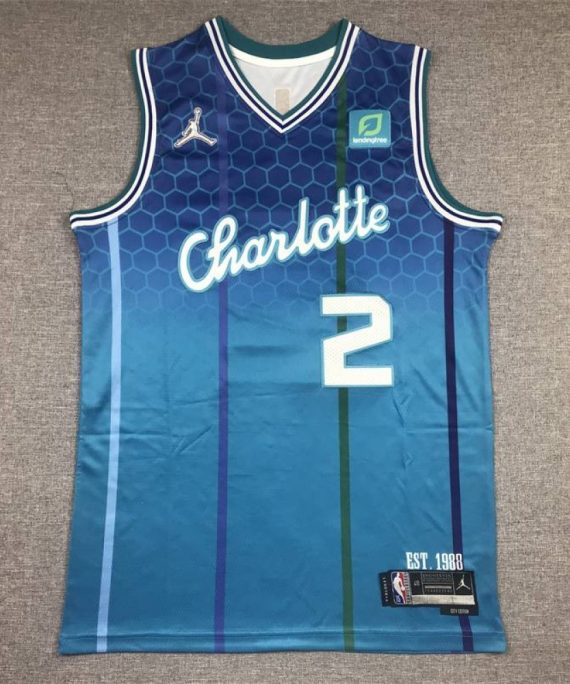 Camiseta Lonzo Ball #2 Charlotte Hornets 2022 City Edition Azul