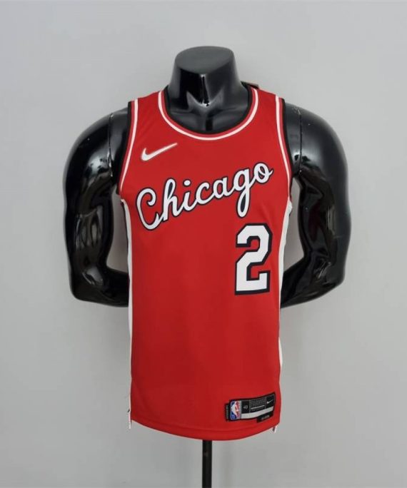 Camiseta Lonzo Ball #2 Chicago Bulls Edición 75 Aniversario 2022 City Edition Rojo