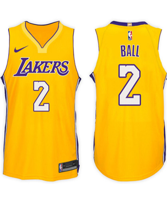 Camiseta Lonzo Ball #2 Los Angeles Lakers Amarillo Icon Edition