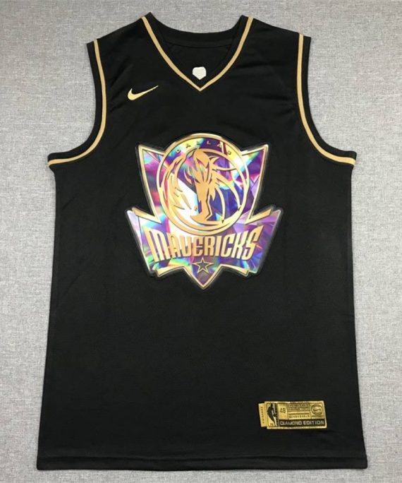 Camiseta Luka Dončić #77 Dallas Mavericks Diamond Edition Oro Negro