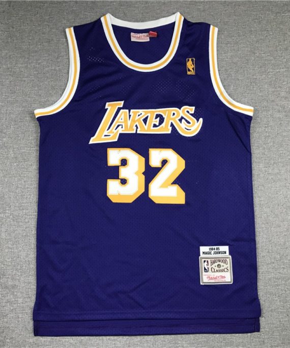 Camiseta Magic Johnson #32 Los Angeles Lakers Púrpura