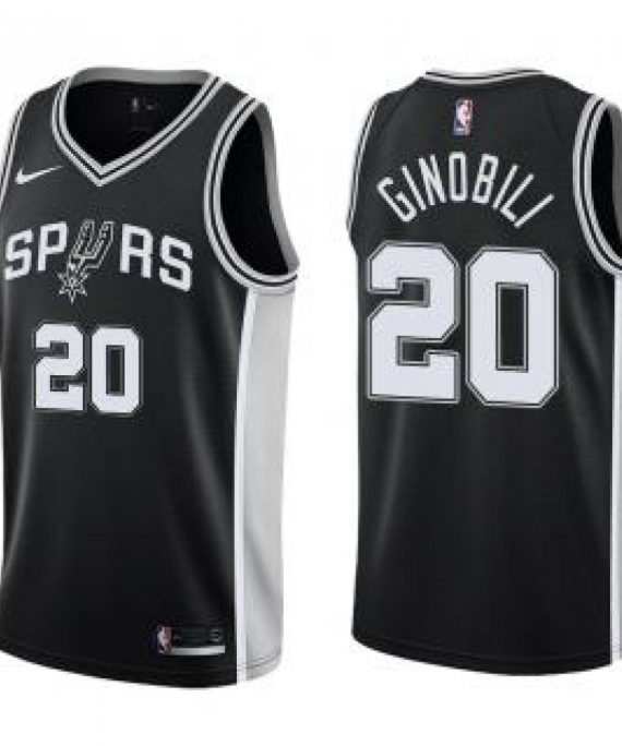 Camiseta Manu Ginobili #20 San Antonio Spurs 17/18 Negro Icon Edition