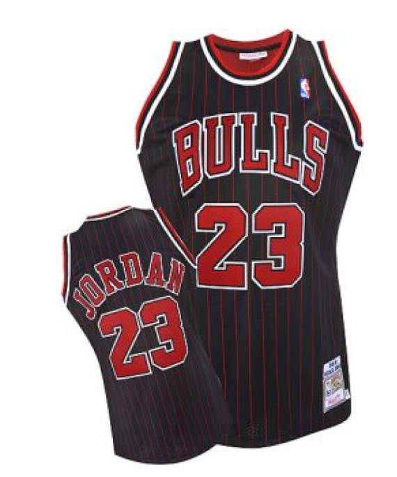 Camiseta Michael Jordan #23 Chicago Bulls Negro con Rayas Rojas