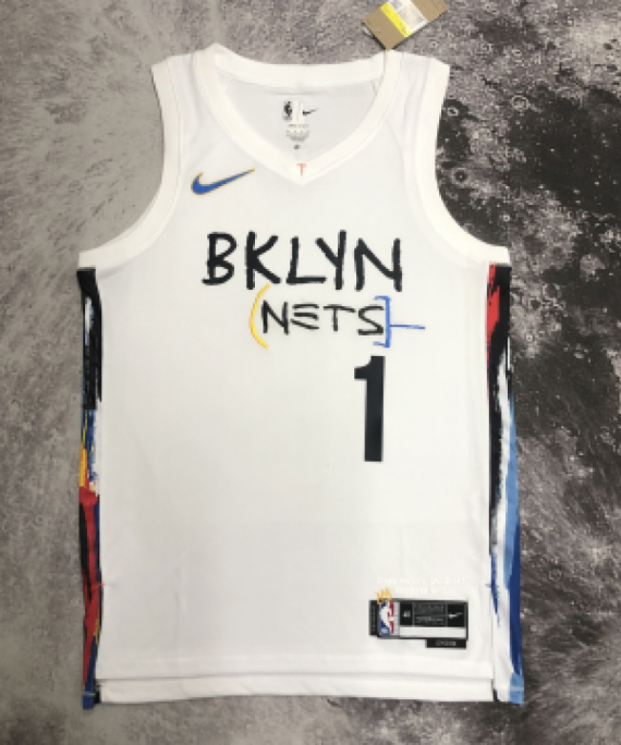 Camiseta Mikal Bridges #1 Brooklyn Nets 22/23 City Edition Blanco
