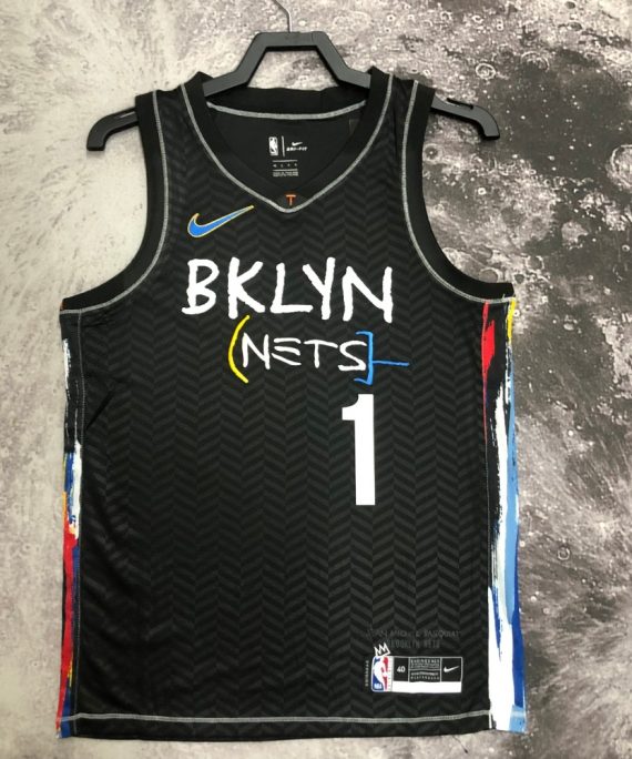 Camiseta Mikal Bridges #1 Brooklyn Nets Grafiti Negro