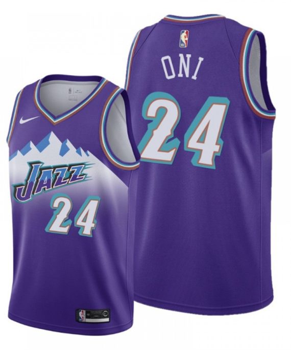 Camiseta Miye Oni #24 Utah Jazz Púrpura Snow Mountain Edition
