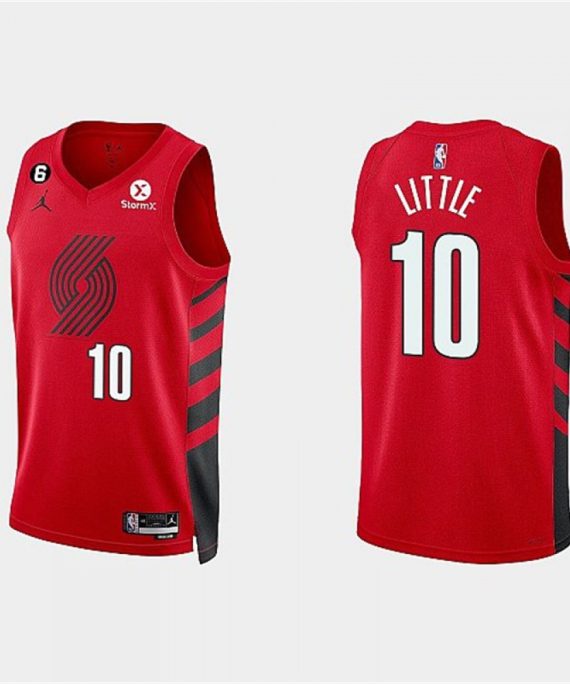 Camiseta Nassir Little #10 Portland Trail Blazers 2023 Rojo Statement Edition
