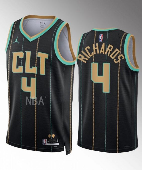 Camiseta Nick Richards #4 Charlotte Hornets 2022-23 City Edition Negro