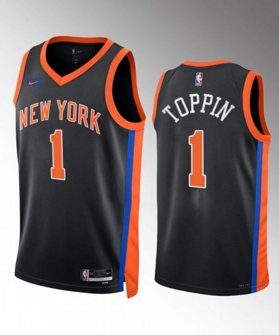 Camiseta Obi Toppin #1 New York Knicks 2022-23 City Edition Negro