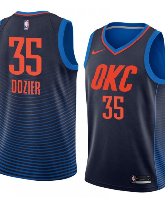 Camiseta P.J. Dozier #35 Oklahoma City Thunder Azul Oscuro Con Rayas