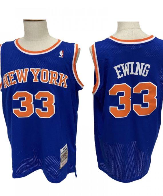 Camiseta Patrick Ewing #33 New York Knicks Azul Mitchell & Ness