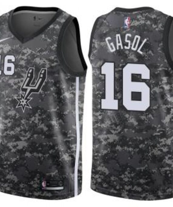 Camiseta Pau Gasol #16 San Antonio Spurs 17/18 Negro City Edition