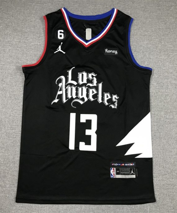 Camiseta Paul George #13 Los Angeles Clippers Statement Edition Negro