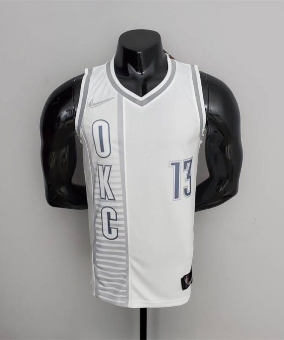 Camiseta Paul George #13 Oklahoma City Thunder Edición 75 Aniversario 2022 City Edition Blanco