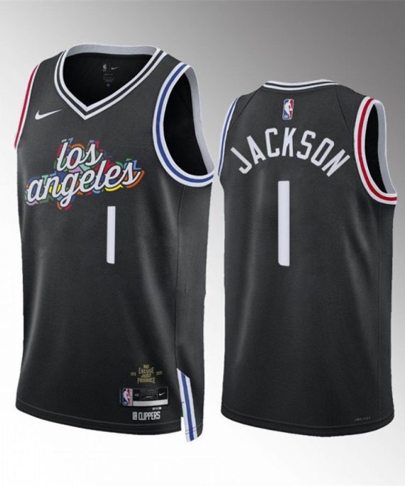 Camiseta Reggie Jackson #1 Los Angeles Clippers 2023 Negro City Edition