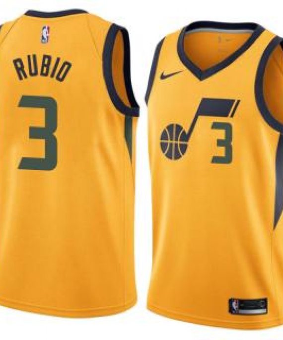 Camiseta Ricky Rubio #3 Utah Jazz 17/18 Amarillo Statement Edition