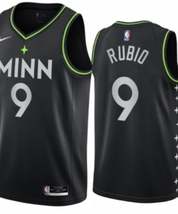 Camiseta Ricky Rubio #9 Minnesota Timberwolves 2023 Negro