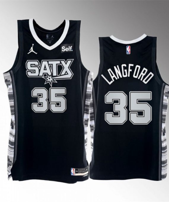 Camiseta Romeo Langford #35 San Antonio Spurs 2023 Negro Statement Edition