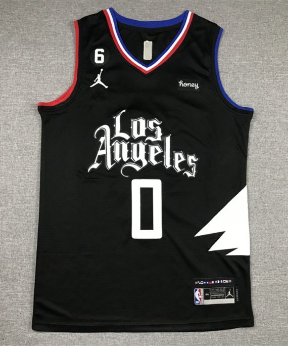 Camiseta Russell Westbrook #0 Los Angeles Clippers Statement Edition Negro