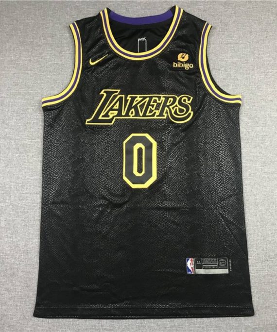 Camiseta Russell Westbrook #0 Los Angeles Lakers City Edition Icon Nuevo Anuncio Negro