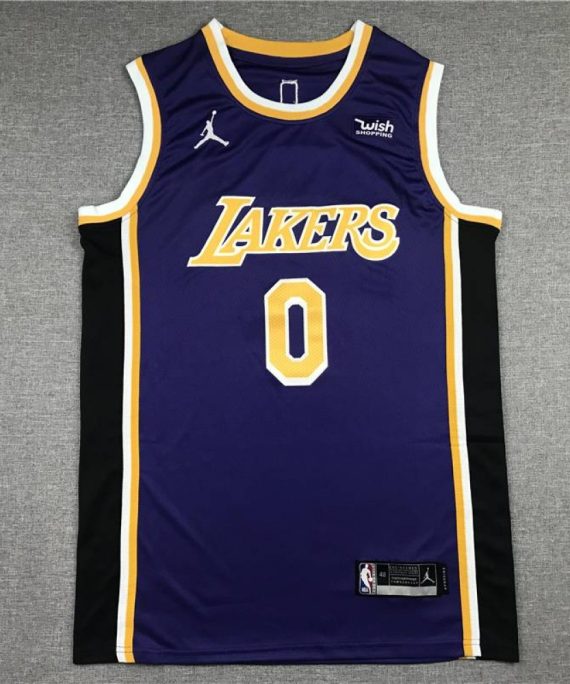 Camiseta Russell Westbrook #0 Los Angeles Lakers Clásico Edition Cuello Redondo Púrpura