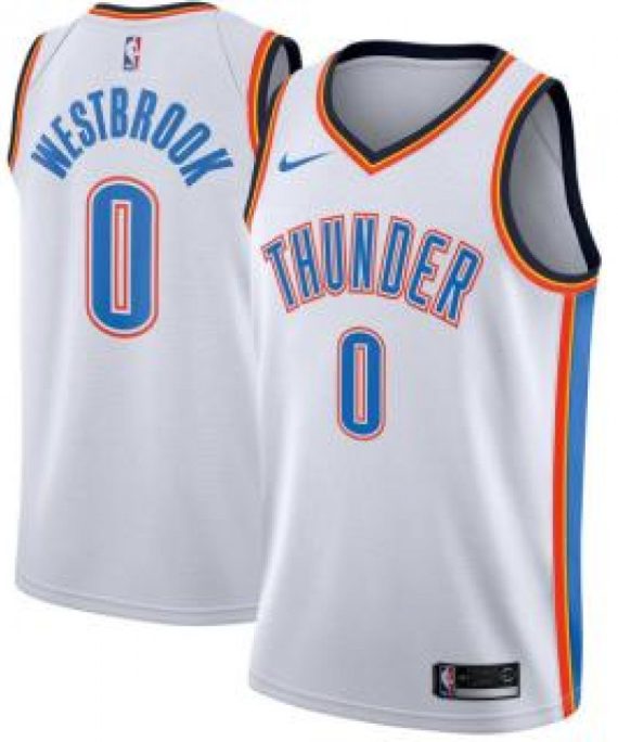 Camiseta Russell Westbrook #0 Oklahoma City Thunder 17/18 Blanco Association
