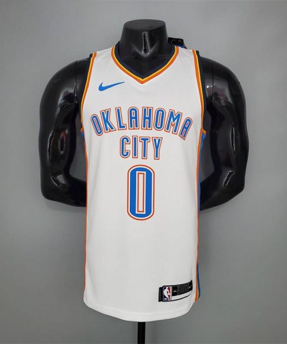 Camiseta Russell Westbrook #0 Oklahoma City Thunder Blanco