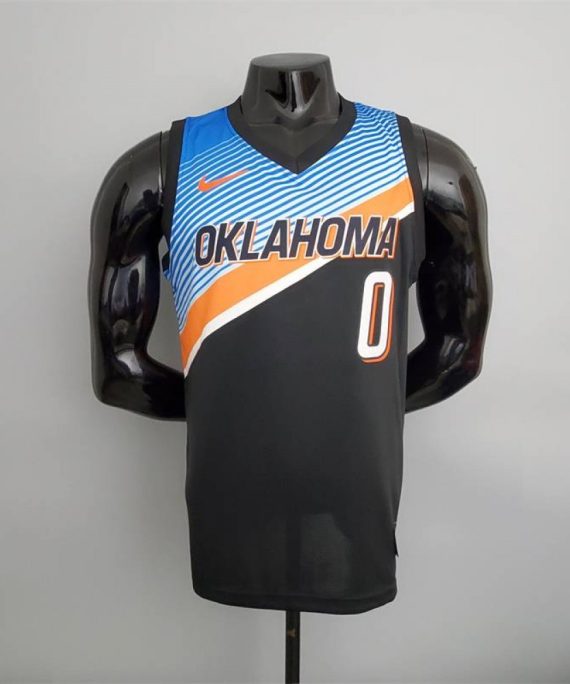 Camiseta Russell Westbrook #0 Oklahoma City Thunder City Edition Negro