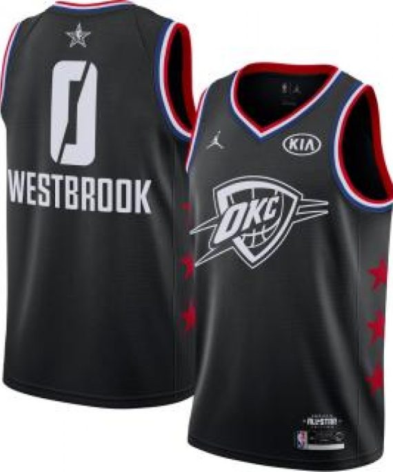 Camiseta Russell Westbrook #0 Oklahoma City Thunder 2019 All Star Negro