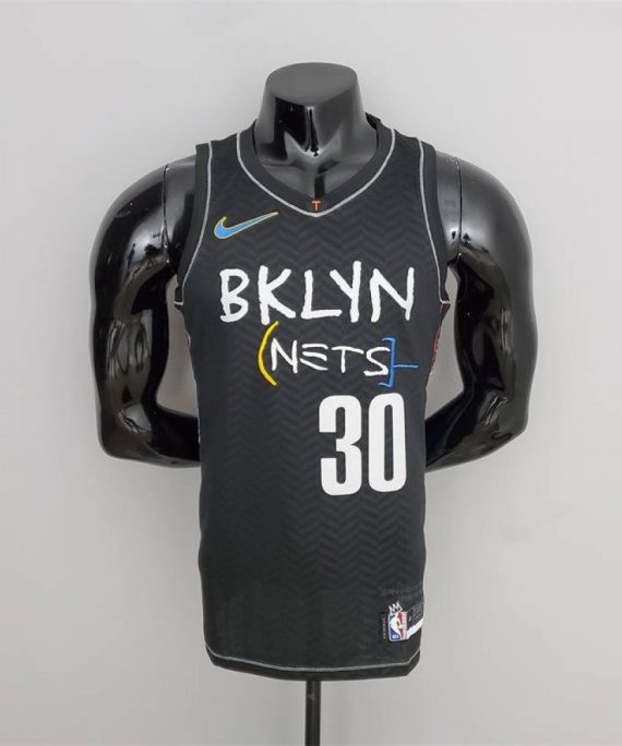 Camiseta Seth Curry #30 Brooklyn Nets Icon Azul City Edition Negro