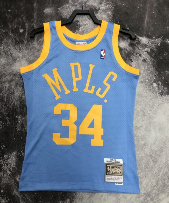 Camiseta Shaquille O'Neal #34 Los Angeles Lakers 2002 Classic Edition Azul