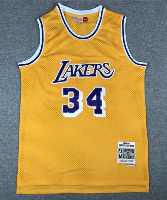 Camiseta Shaquille O'Neal #34 Los Angeles Lakers Amarillo Classic Edition