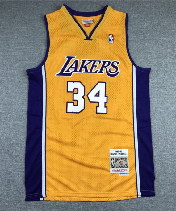 Camiseta Shaquille O'Neal #34 Los Angeles Lakers Amarillo V-Neck
