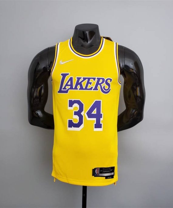 Camiseta Shaquille O'Neal #34 Los Angeles Lakers Edición 75 Aniversario Amarillo